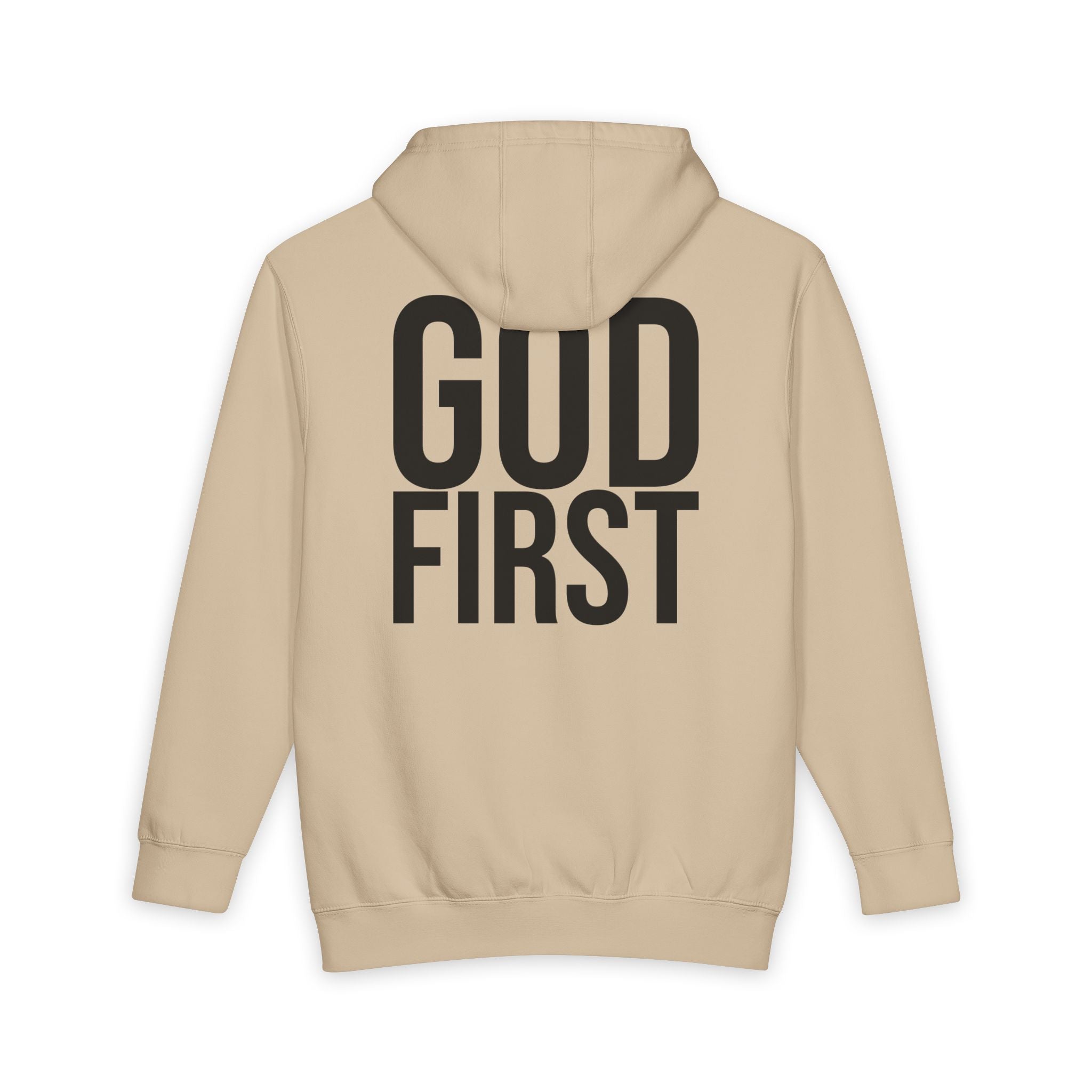 God First Hoodie — Minimal Front G1 Logo, Bold Back "GOD FIRST" Pullover
