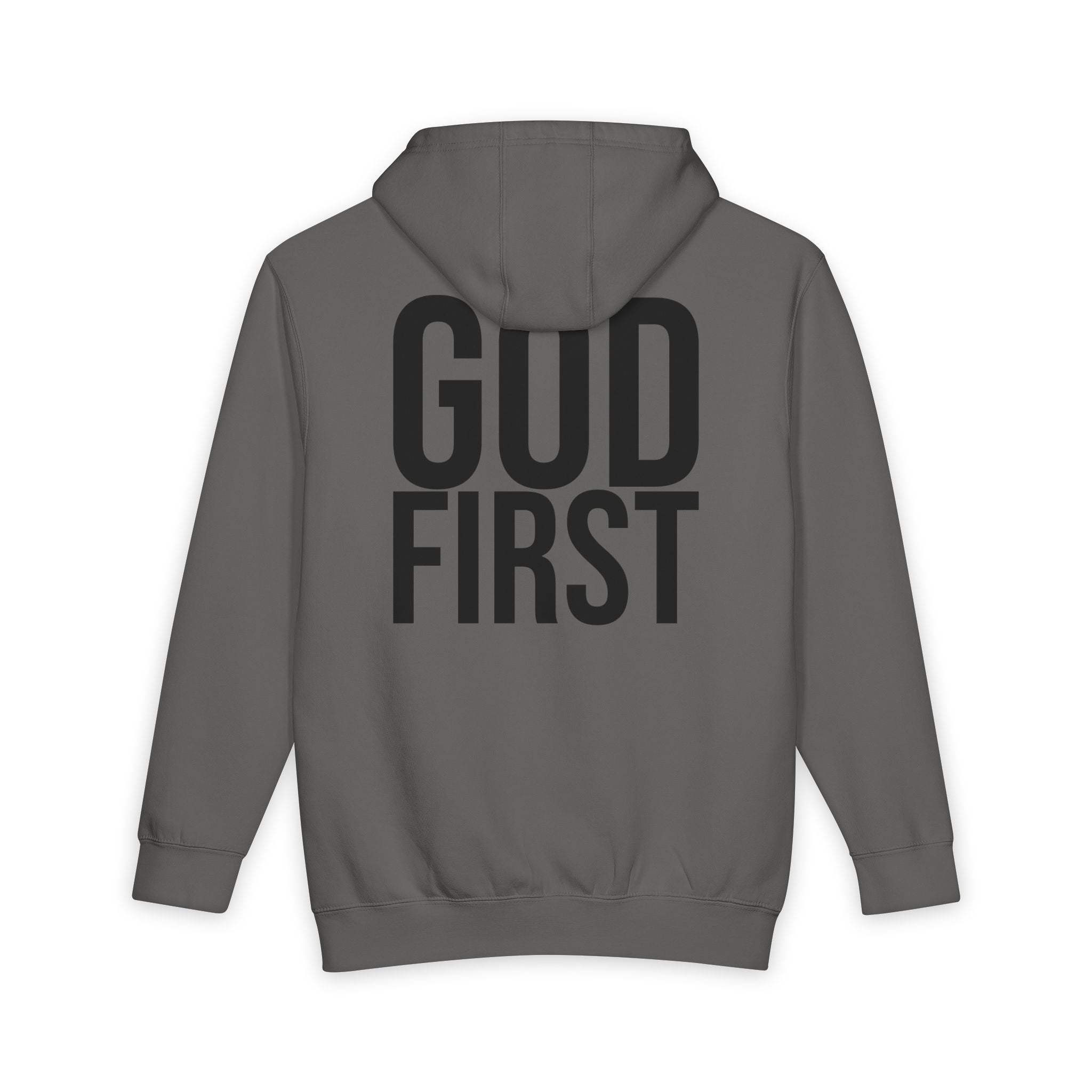 God First Hoodie — Minimal Front G1 Logo, Bold Back "GOD FIRST" Pullover